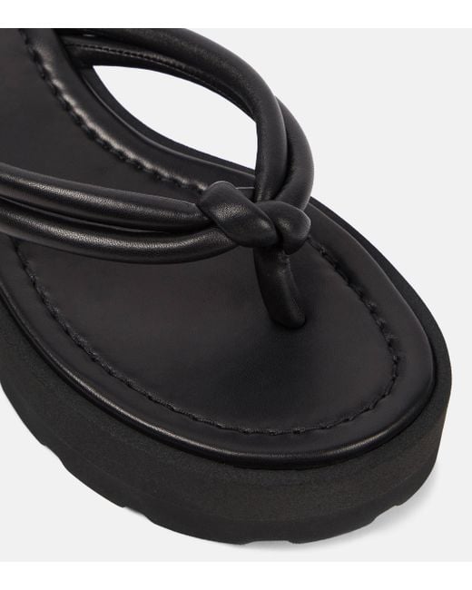 Gianvito Rossi Black Leather Thong Sandals