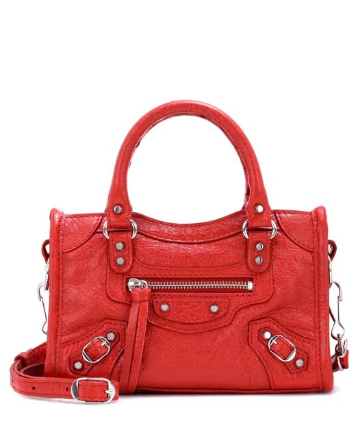 Balenciaga Red Classic Nano City Shoulder Bag