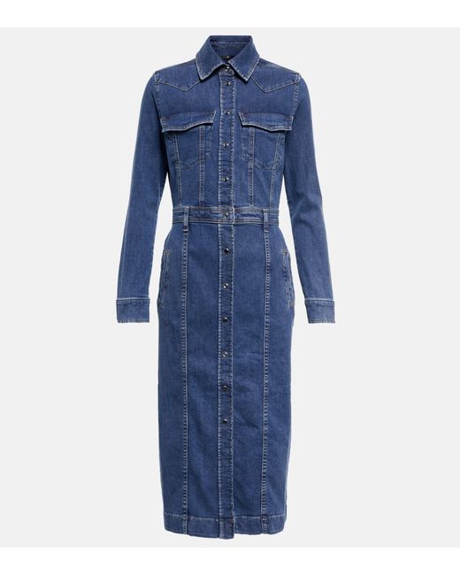 7 For All Mankind Luxe Denim Shirt Dress in Blue | Lyst