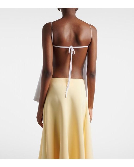 Jacquemus White Voile Open-Back Jersey Top