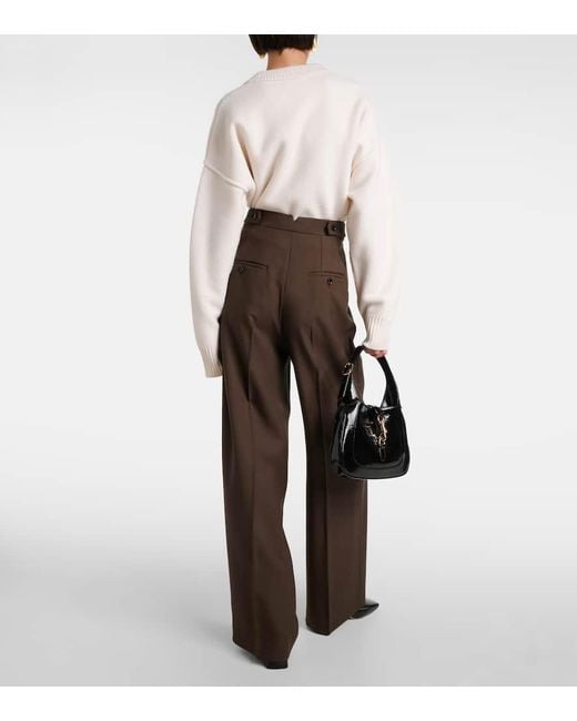 Pantalones Rectos De Lana Virgen AMI de color Black