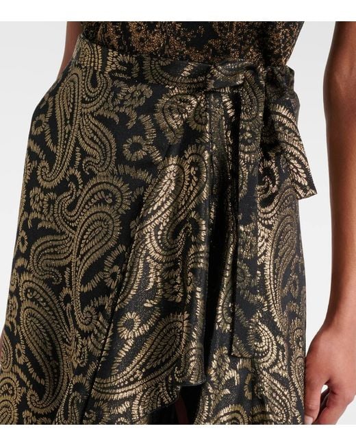 Falda Midi En Mezcla De Seda Con Paisley Etro de color Black