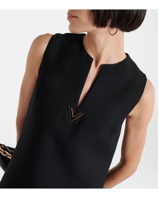 Valentino Black Crepe Couture Vgold Minidress