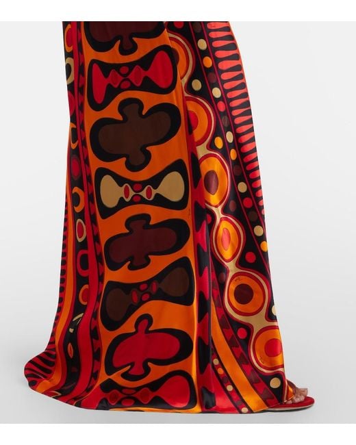Emilio Pucci Red Soleil Open-Back Satin Maxi Dress