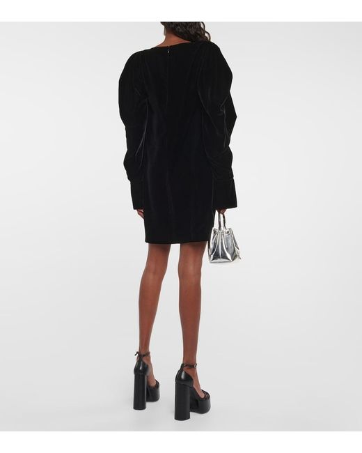 Nina Ricci Black Puff-Sleeve Velvet Minidress