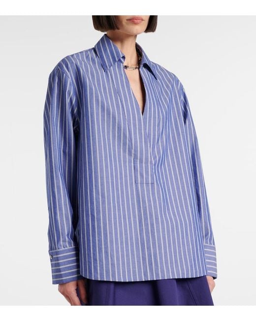 Vince Blue Striped Cotton Polo Shirt