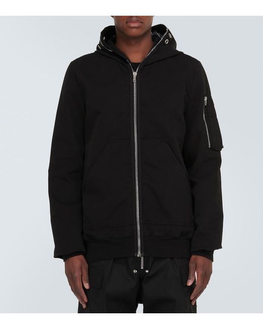 Rick Owens Black Cotton Bomber Jacket for men