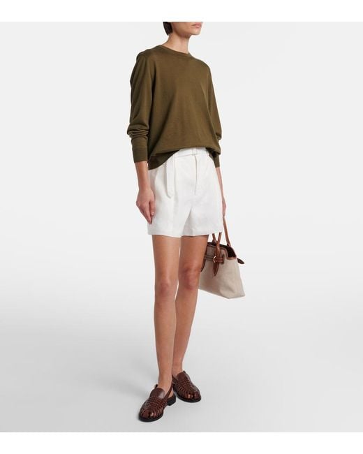 Ralph Lauren White Denise Belted Linen Shorts