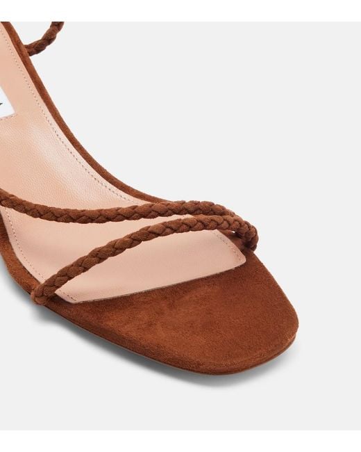 Aquazzura Brown Luca Braided Suede Sandals