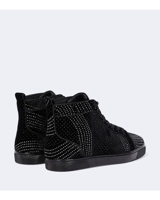 Christian Louboutin Black Louis Suede Embellished Sneakers for men