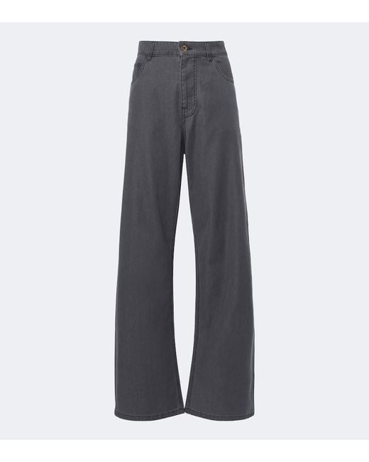 Miu Miu Gray Chambray Wide-Leg Pants