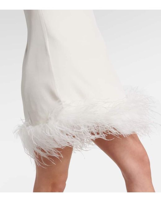 Bridal - Miniabito Candice in seta con piume di Rixo in White