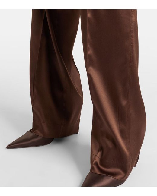 Tom Ford Brown Silk-Blend Straight Pants