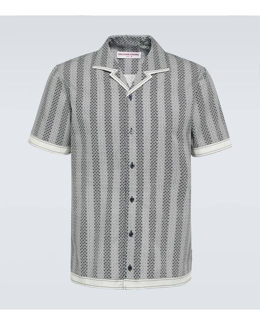 Orlebar Brown Gray Hibbert Floral Cotton Bowling Shirt for men