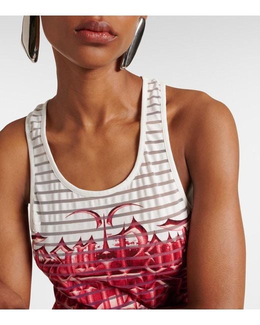 Jean Paul Gaultier Red Diablo Printed Devoré Maxi Dress