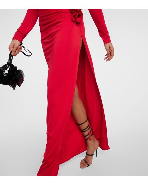 Magda Butrym Red Draped Jersey Maxi Dress