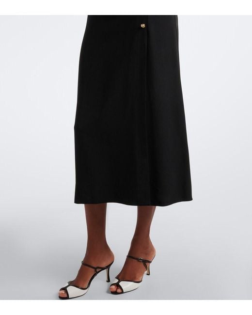 Alessandra Rich Black Lace-Trimmed Cady Midi Dress