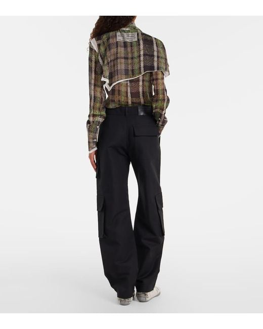 Acne Blue Layered Mid-Rise Cotton Satin Pants