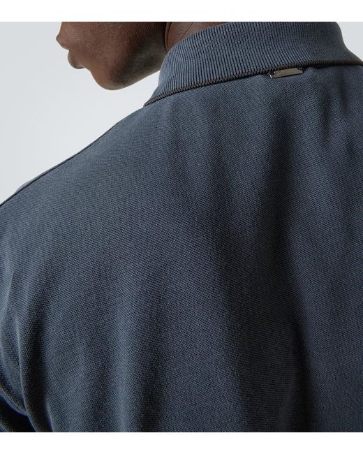 Herno Blue Logo Cotton Pique Polo Shirt for men