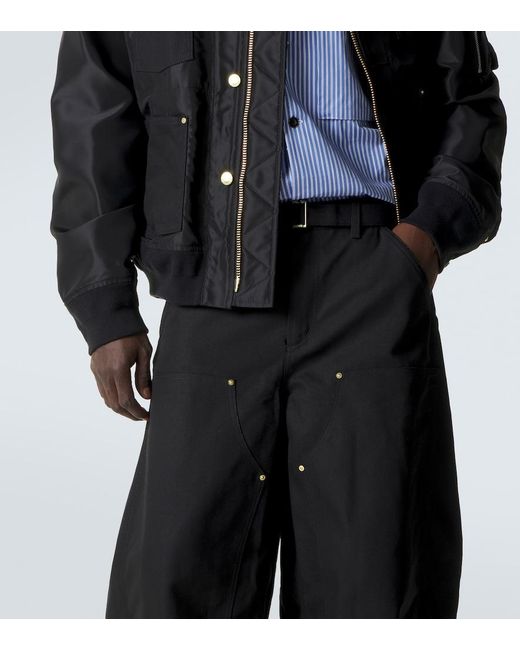 Sacai Black X Carhartt Wip Cotton Barrel-Leg Pants for men