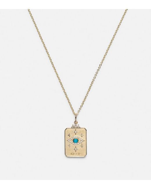 Sydney Evan Metallic Eye Tarot Card 14Kt Pendant Necklace With And Diamonds