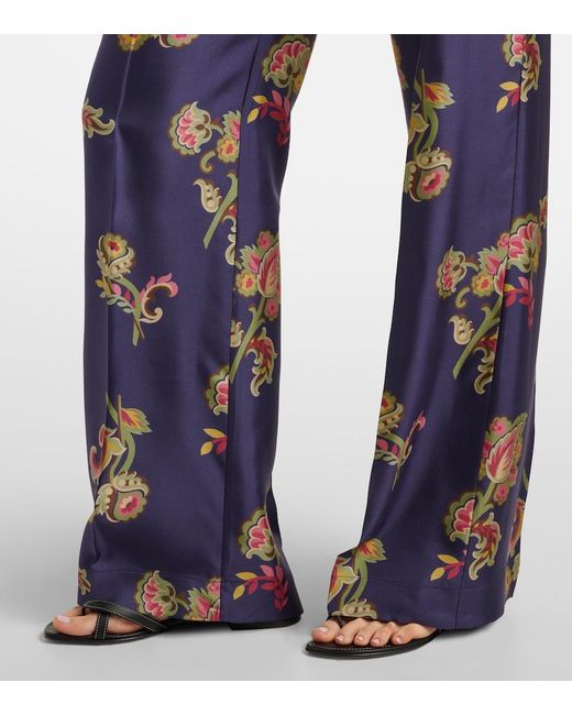 Etro Blue Silk Palazzo Pants