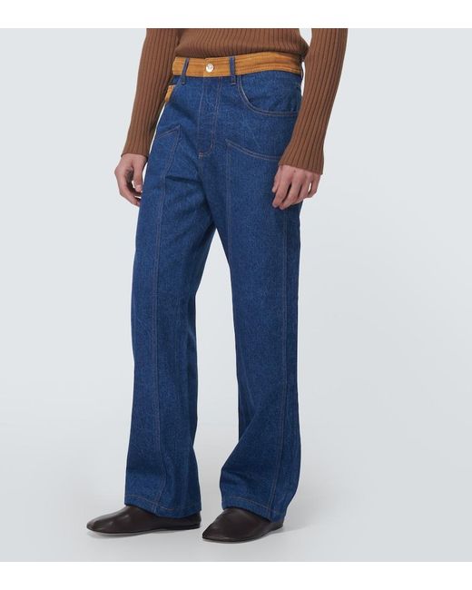 Wales Bonner Blue Cymbal Wide-Leg Jeans for men
