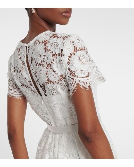 Self-Portrait White Bridal Embellished Lace Satin Gown