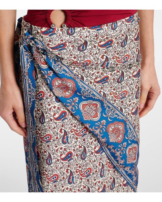 Rabanne Multicolor Paisley Satin Maxi Skirt