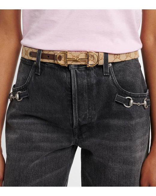 Gucci Brown Horsebit Gg Canvas Belt
