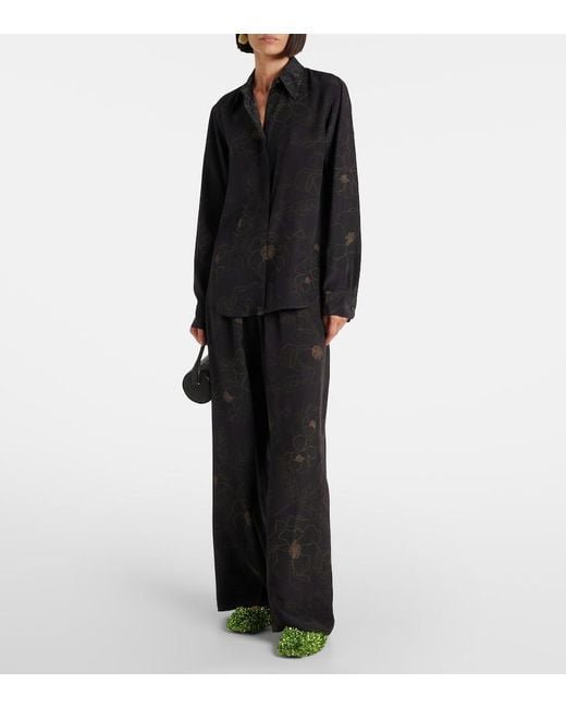 Dries Van Noten Black Floral Silk Shirt