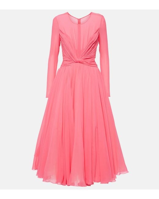 Giambattista Valli Pink Silk Georgette Midi Dress
