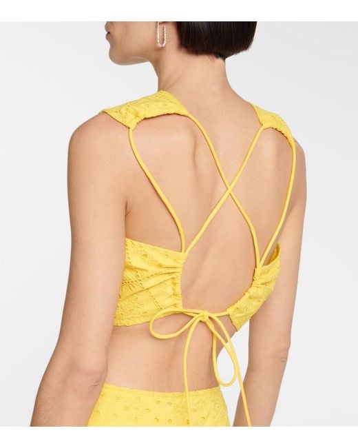 Ganni Yellow Maize Broderie Anglaise Cut-Out Dress