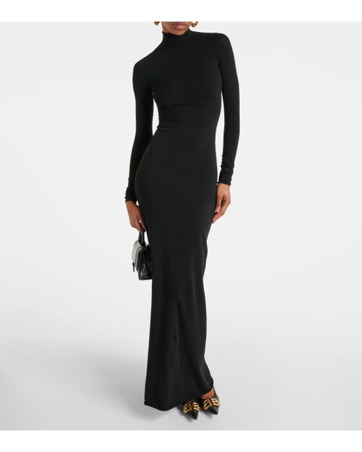 Balenciaga Black Turtleneck Jersey Maxi Dress