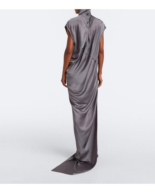 Rick Owens Purple Edfu Ruched Jersey Gown