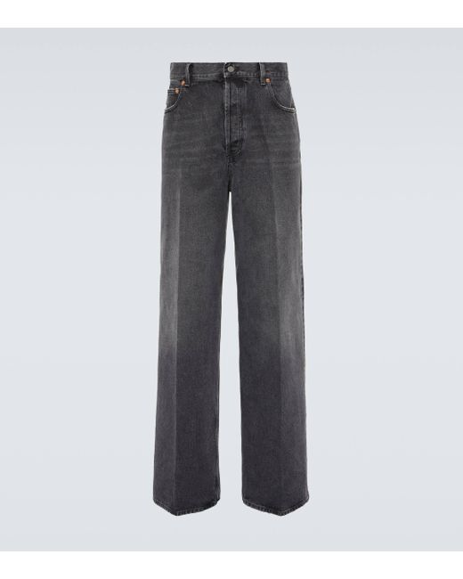 Valentino Gray High-rise Wide-leg Jeans for men