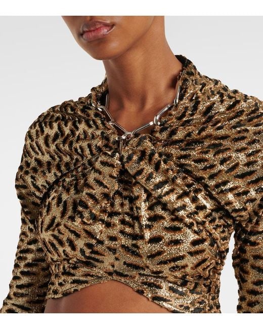 Rabanne Black Tiger-Print Metallic Top