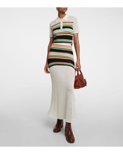 Chloé White High-Rise-Maxirock Aus Wolle
