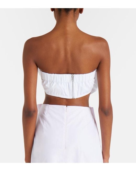 Simone Rocha White Rosette Cotton Poplin Bandeau Top
