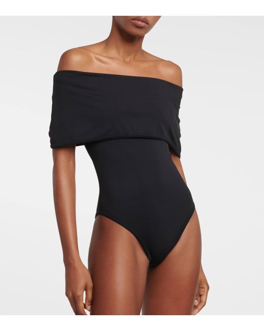 Bottega Veneta Black Off-shoulder Swimsuit