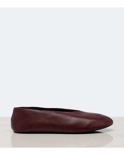 The Row Brown Stella Leather Slip-On Shoes