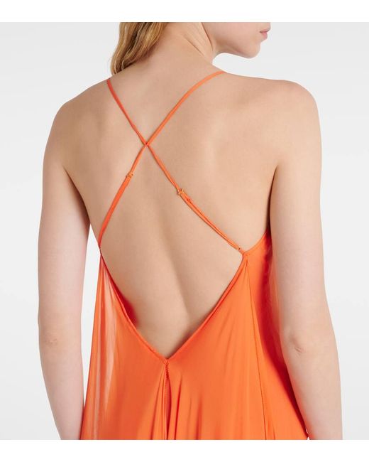 Alexandra Miro Orange Robe Gloria Aus Seidenchiffon