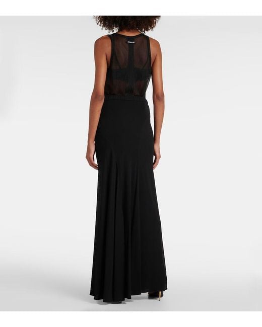 Tom Ford Black High-Rise Jersey Maxi Skirt