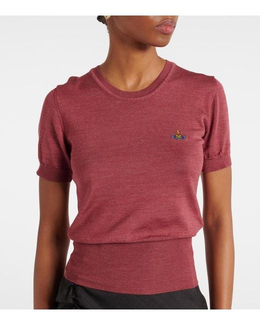 Vivienne Westwood Pink Bea Logo Wool And Silk Top