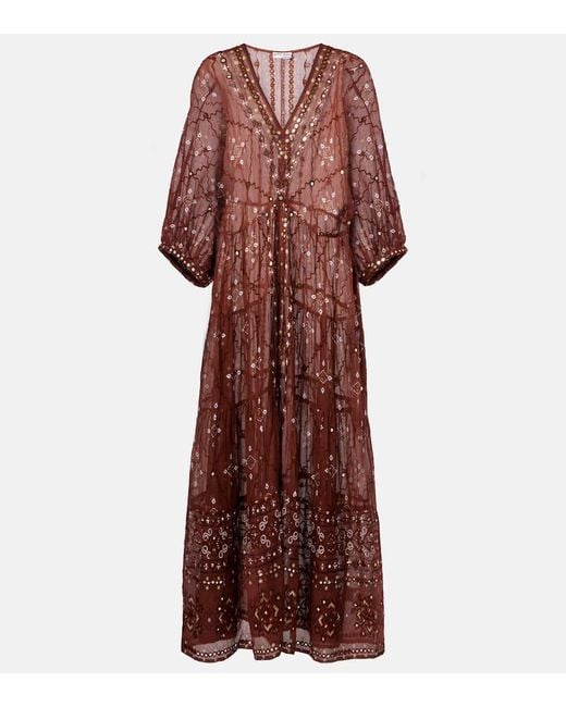 Juliet Dunn Red Bedrucktes Maxikleid Aus Baumwolle