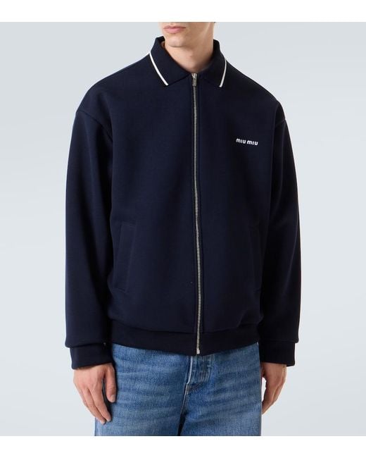 Chaqueta De Algodon Con Logo Miu Miu de hombre de color Blue