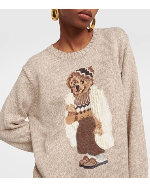 Pull Polo Bear brode en coton Polo Ralph Lauren en coloris Natural