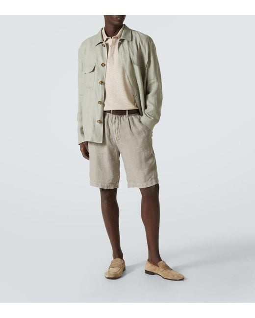 Zegna Natural Cotton, Linen, And Silk Polo Shirt for men