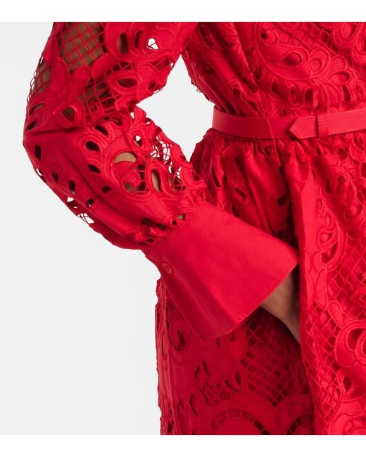 Self-Portrait Red Cotton Lace Gown