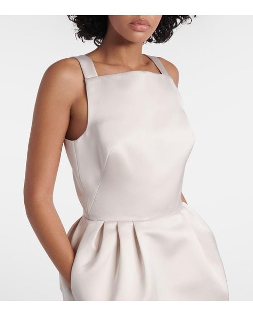 Safiyaa White Trecchi Embellished Satin Gown